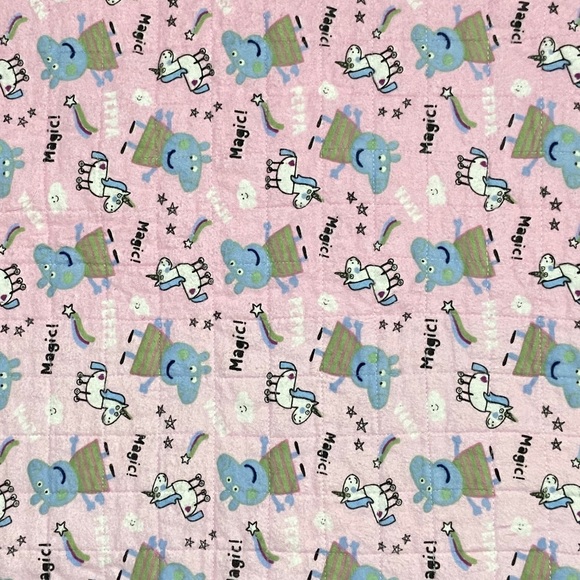 Handmade Handcrafted Baby Quilted Small Blanket Multicolored Peppa Pig - Picture 3 of 8